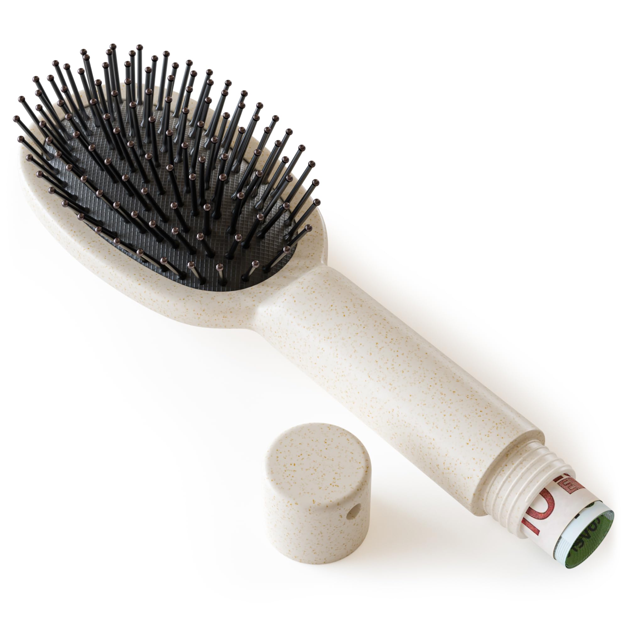 Evergreen Labs Tan Hair Brush With Secret Compartment - Small Money Hiding Place - Key Hiding Place Only For Small Keys - Discreet Safe For Valuables - Hidden Safe