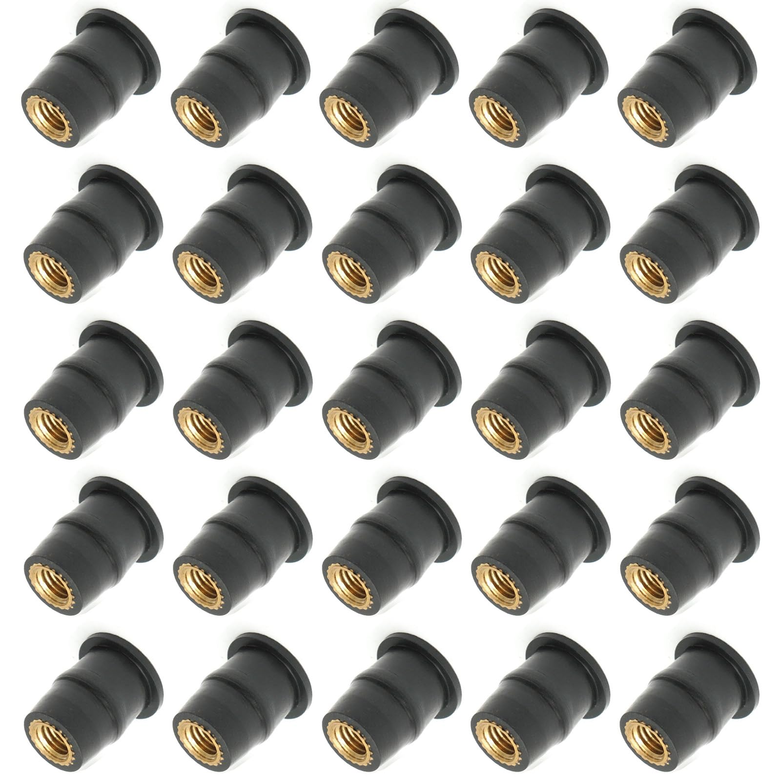 GIONAR 25 Pcs M5 Rubber Well Nuts for Motorcycle Windshields Durable Anti-Rust Fairing Windscreen Fastener Screw Nut