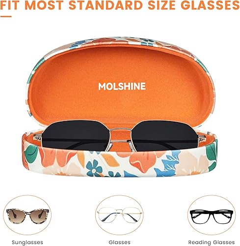 Miniatura 5 de molshine Estuche rígido para lentes de sol, funda clásica grande para lentes de sol, anteojos con paño de limpieza, bolsillo