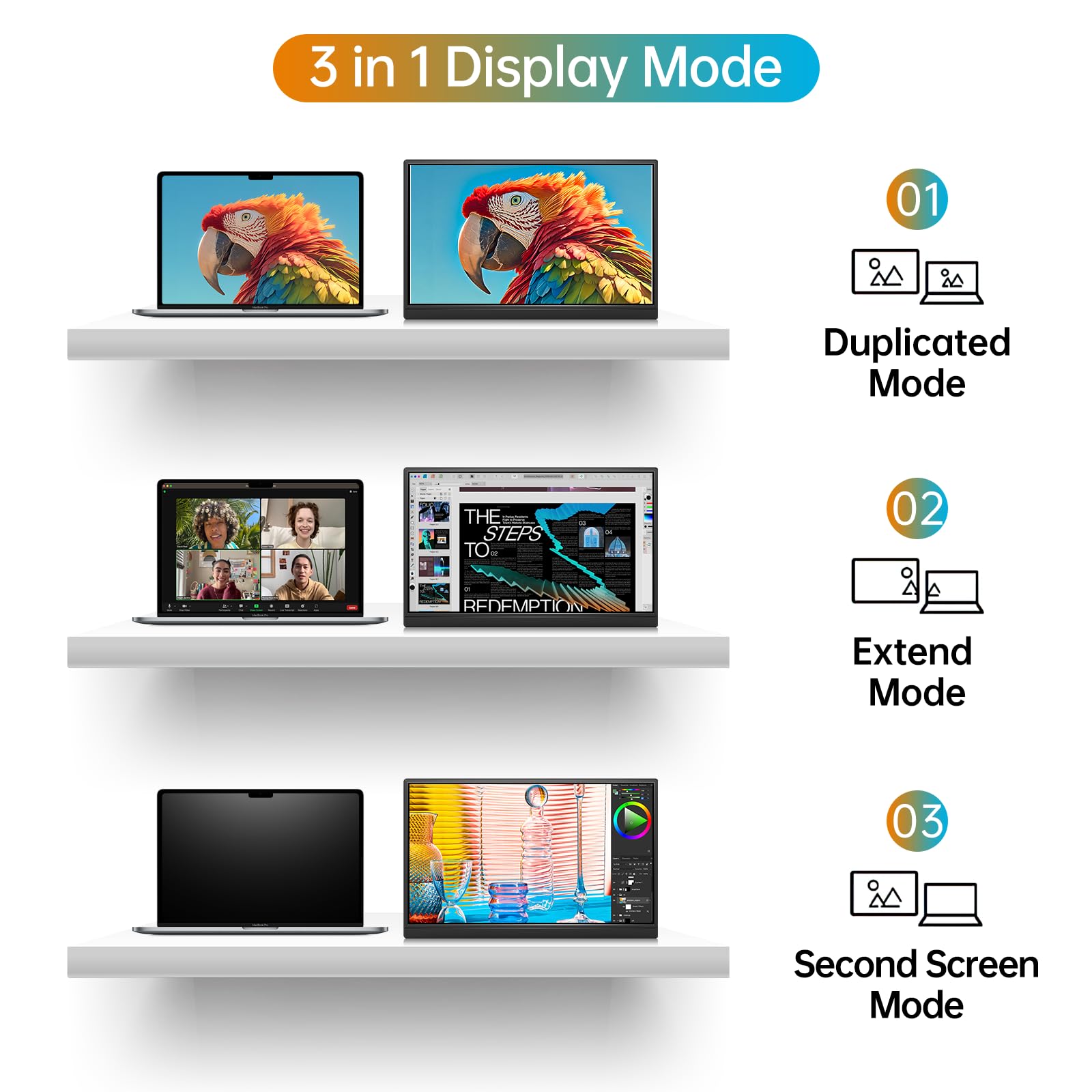 Portable Monitor 15.6 Inch 1080P USB-C HDMI Ultra-Slim Travel Monitor with Kickstand, Compatible with Xbox, Laptop, PC, Mac Phone, PS, Swich IPS Ultra-Thin Zero Frame Gaming Monitor