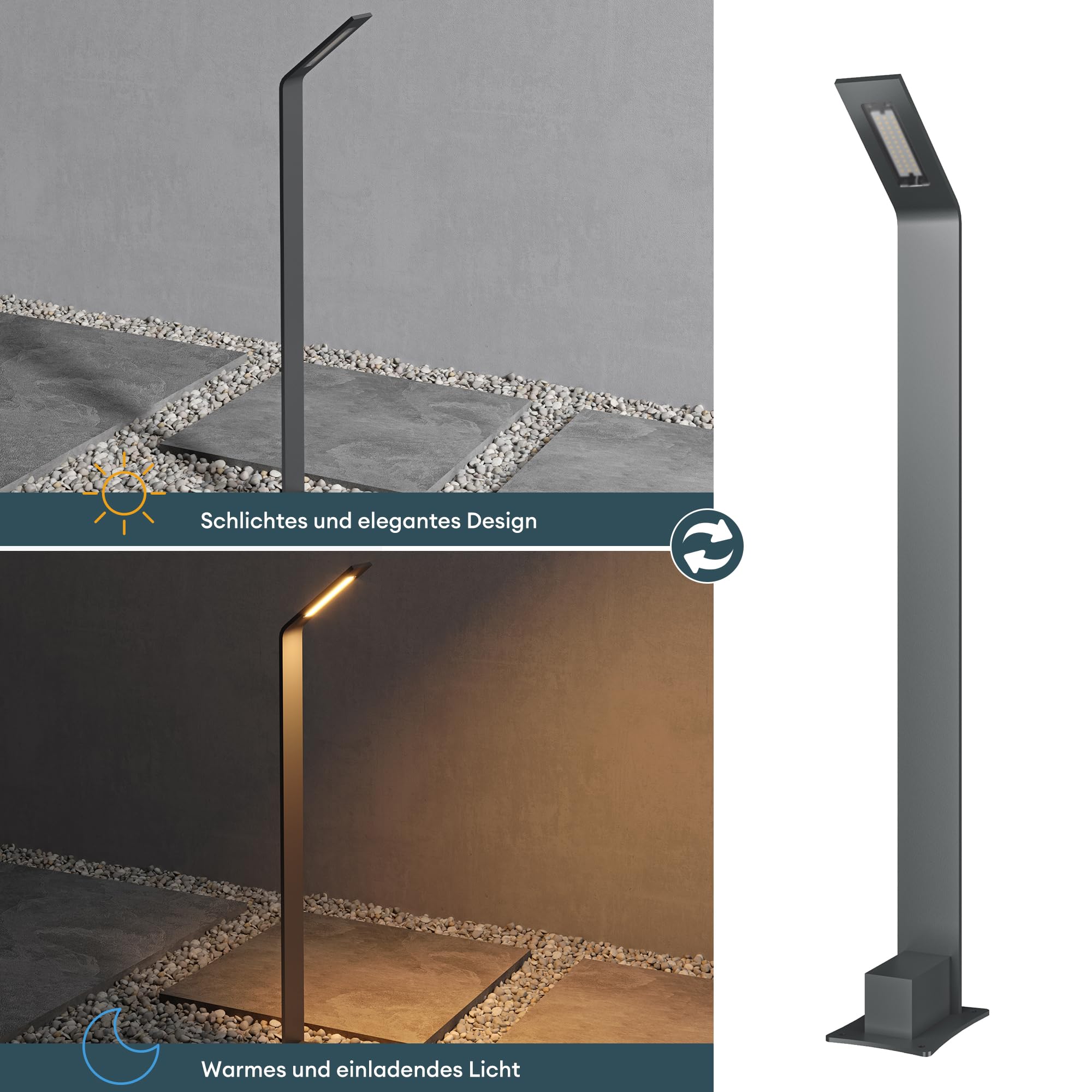 Mai & Mai Lampe sur Pied Extérieur Gris Foncé 128x98x808mm LED IP65 Jardin