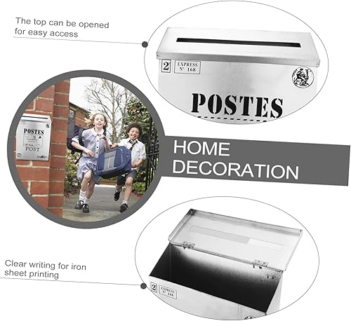 Miniatura 9 de Ciieeo Caja de 1 pieza de buzón de estaño retro para colgar en la pared, maceta para colgar en la pared, decoración de vallas, buzón de correo,
