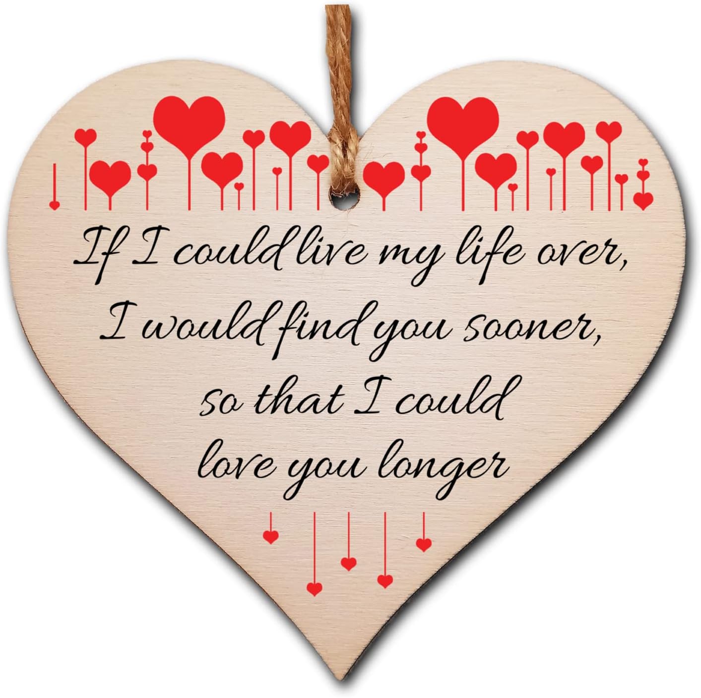 Handmade Wooden Hanging Heart Plaque Gift perfect for your Boyfriend or Girlfriend Romantic Keepsake