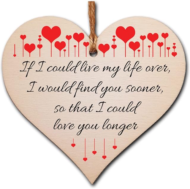 Handmade Wooden Hanging Heart Plaque Gift perfect for your Boyfriend or Girlfriend Romantic Keepsake