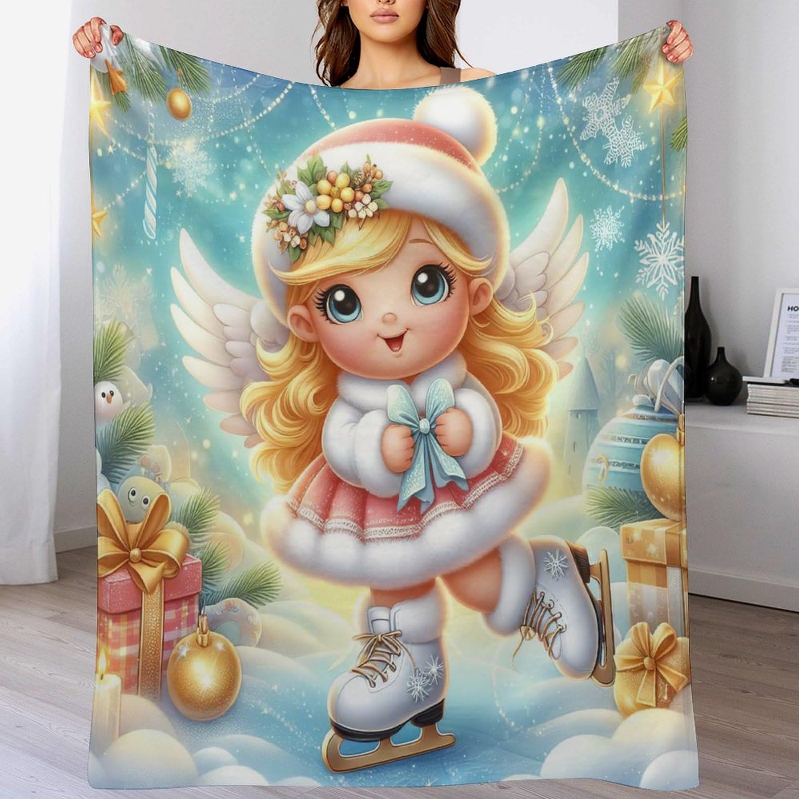 Couverture Petit Ange en flannel polaire douce pour lit et canapé 180x200cm
