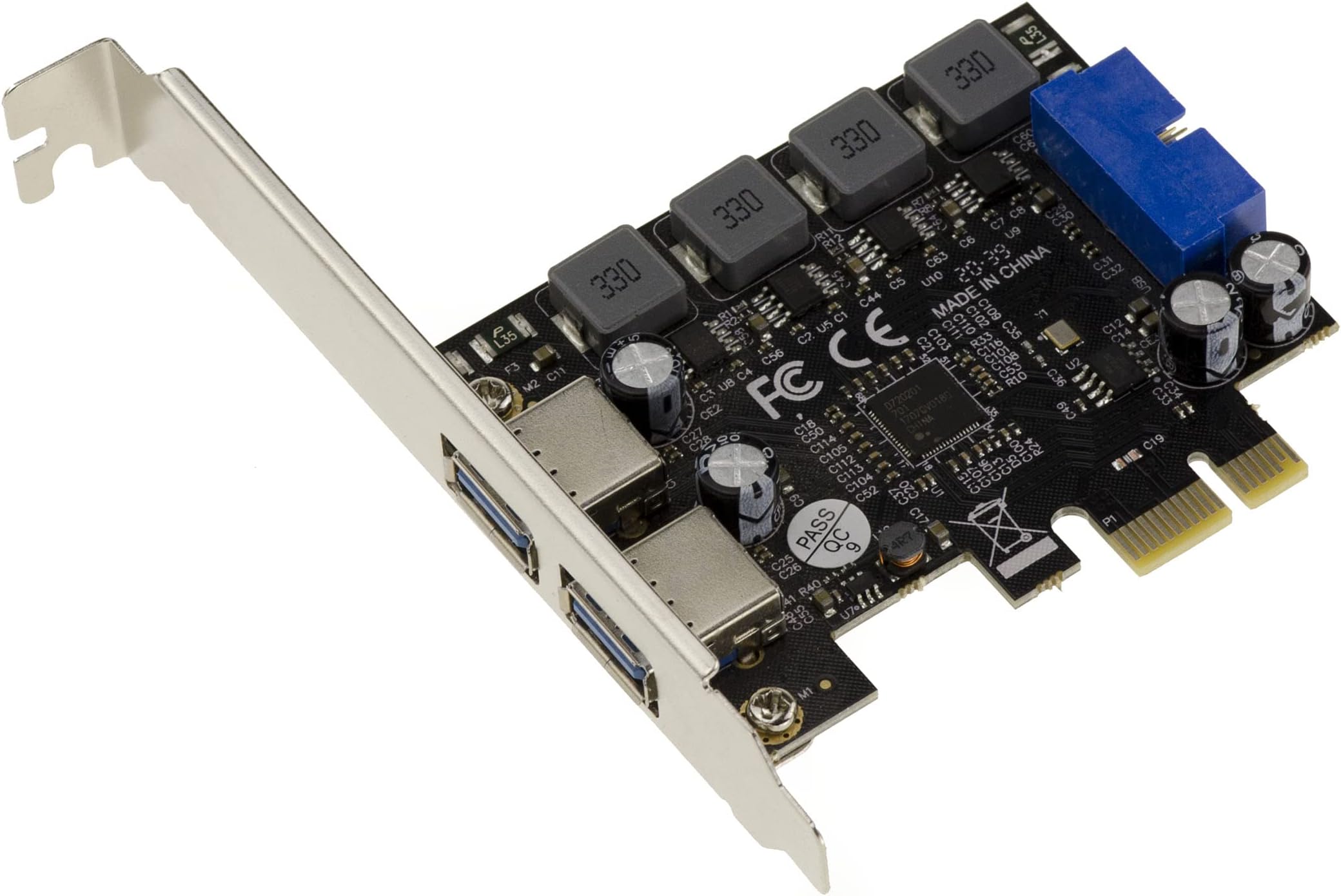Adattatore USB 3.0 19 Pin to USB 2.0 10 Pin, 20 cm, Nero