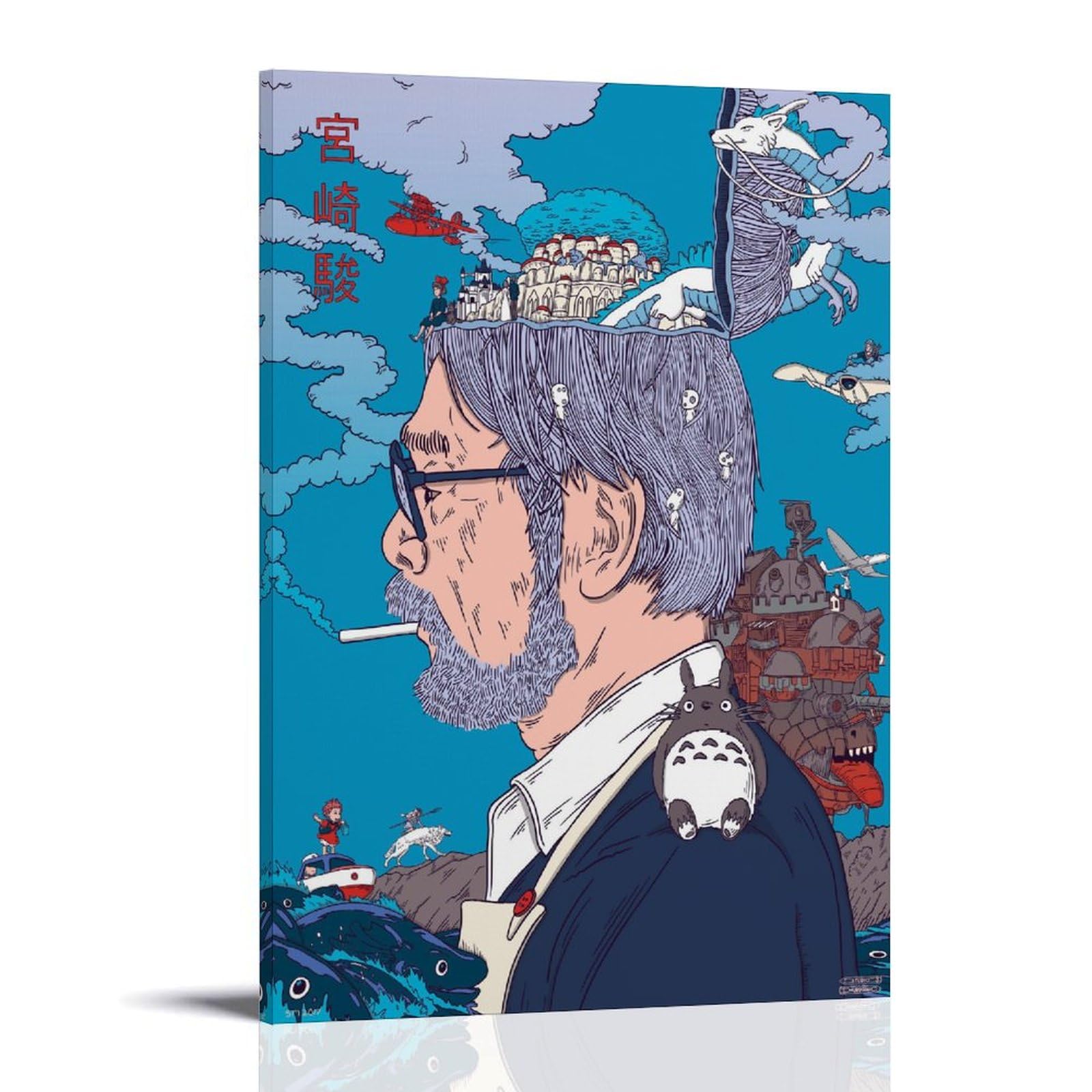 LXHSTOREFA Hayao Miyazaki Anime Movie Poster Studio Ghibli Poster for Bedroom Aesthetic Canvas Art Wall Decor 24x36inch(60x90cm)