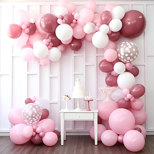 Miniatura 4 de RUBFAC 110 globos rosa pastel de diferentes tamaños de 18, 12, 10, 5 pulgadas para arco de guirnalda, globos rosa claro para cumpleaños, baby