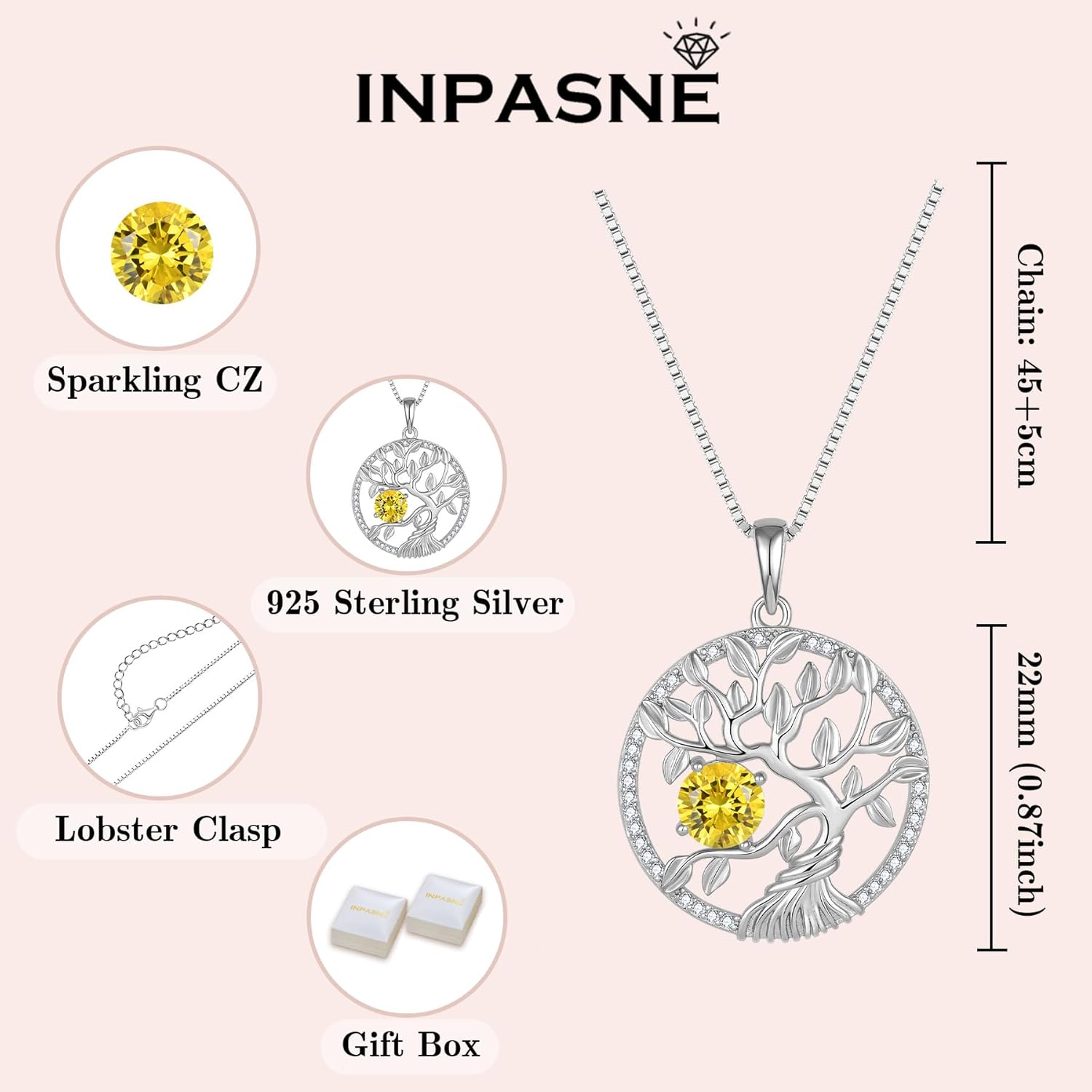 Tree of Life Necklace 925 Sterling Silver Family Tree Pendant Birthstone Jewelry Gifts for Women - Image 5