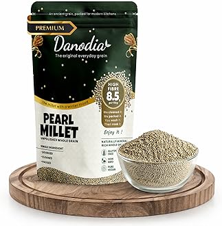 Danodia Foods Organic Pearl Millet (Bajra) (2 lbs | 950g | 33oz) | Unpolished, Whole Grain, Gluten-Free, Hulled Superfood | Natural, Non-GMO, Vegan, High Fiber & Protein |Rotis, Khichdi & Porridge