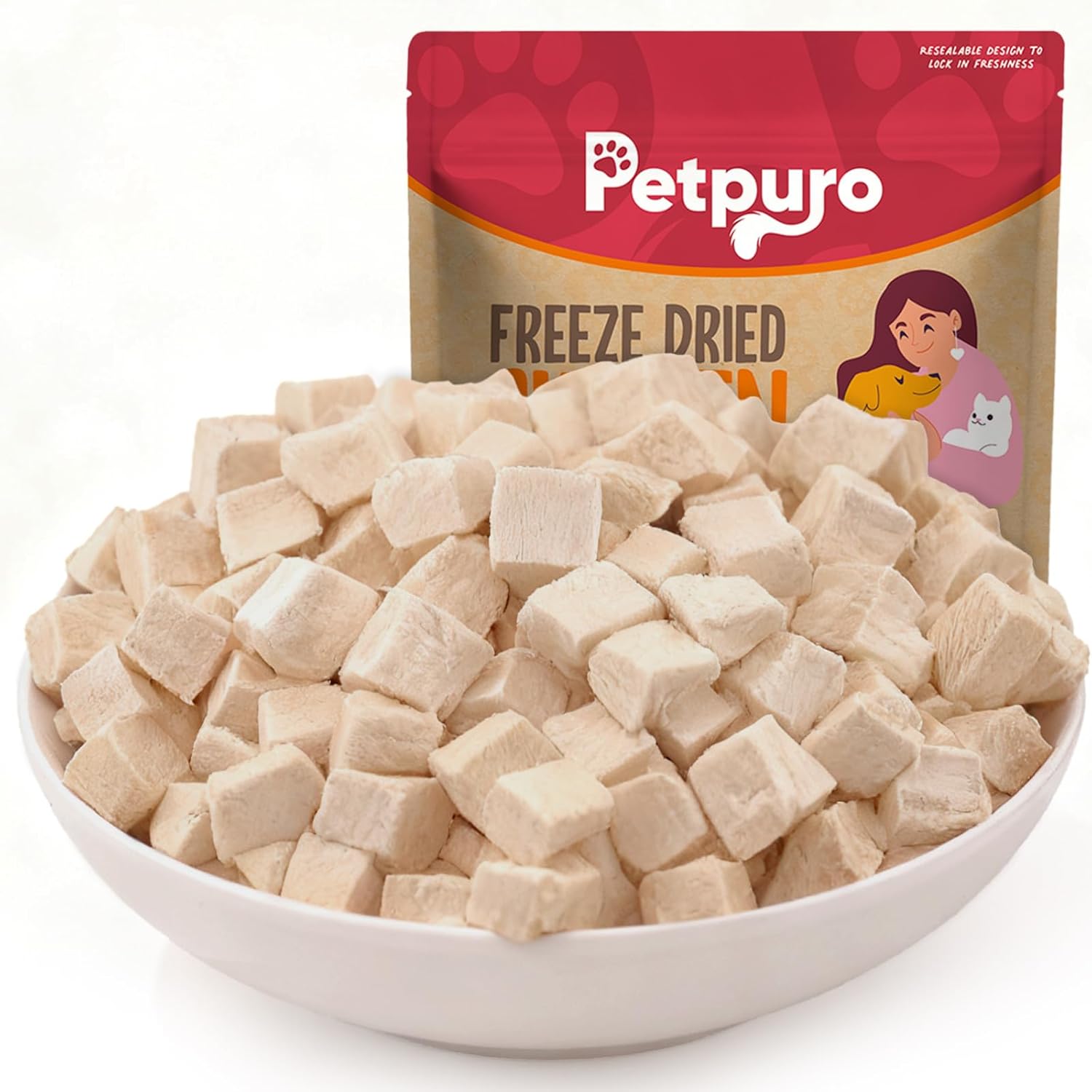 Freeze Dried Chicken Cat and Dog Treats 14.2 OZ – Single Ingredient Chicken Meat High Protein, Bite-Sized Pet Training Snacks or Food Topper for Small Dogs Cats