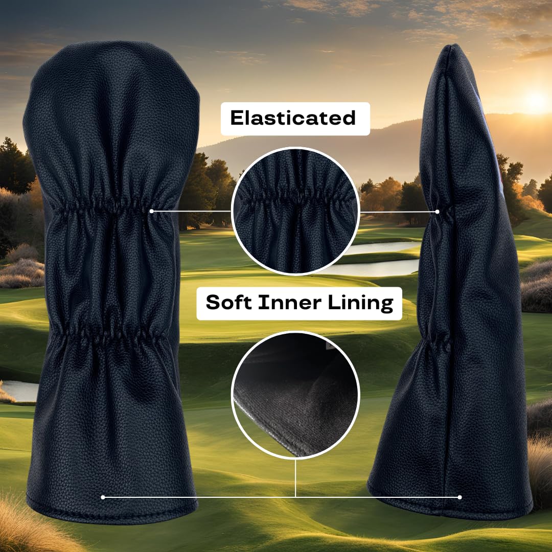 Driver Head Cover. Novelty Golf Club head covers. Golf gifts. PU Leather. (L Plate), Black - Image 3