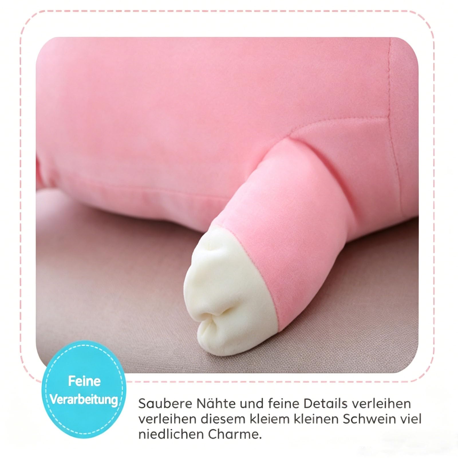 Süßes Rosa Schwein Plüschkissen, kuscheliges Stofftier in verschiedenen Größen, multifunktionales Sofa und Bett Kissen, dekoratives Geschenk für Kinder und Erwachsene (Weiß,90cm)