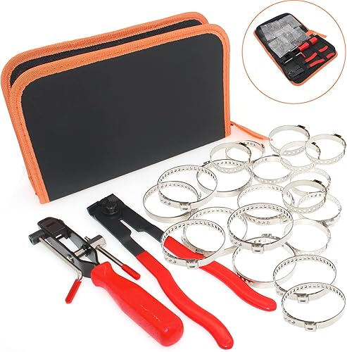 Miniatura 2 de Kit de 22 Piezas de Alicates Universales para Abrazaderas de Fuelle de Junta CV con Alicates para Banda de Fuelle CV, 20 Bandas de Crimpado, Oreja