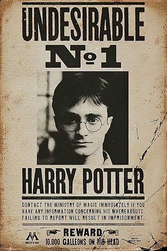 Harry Potter - Pósterimpresión de la película (Harry Potter Wanted - Undesirable No. 1) (tamaño 24 pulgadas x 36 pulgadas) (juego de póster y tira