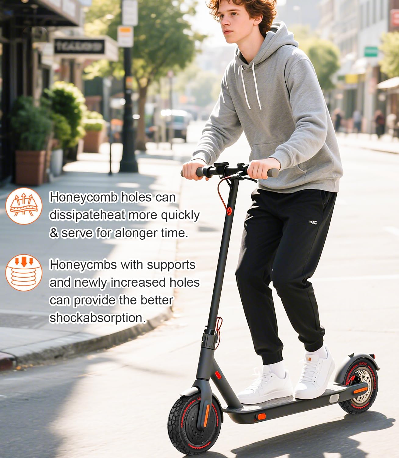 BANGTING 2 Pack 9.5x2.5-6.1 Solid Scooter Tires - Puncture-Proof Tubeless Replacement for NIU KQi3 Pro/Max/Sport | Off-Road Grip & No-Flat Security (Red)