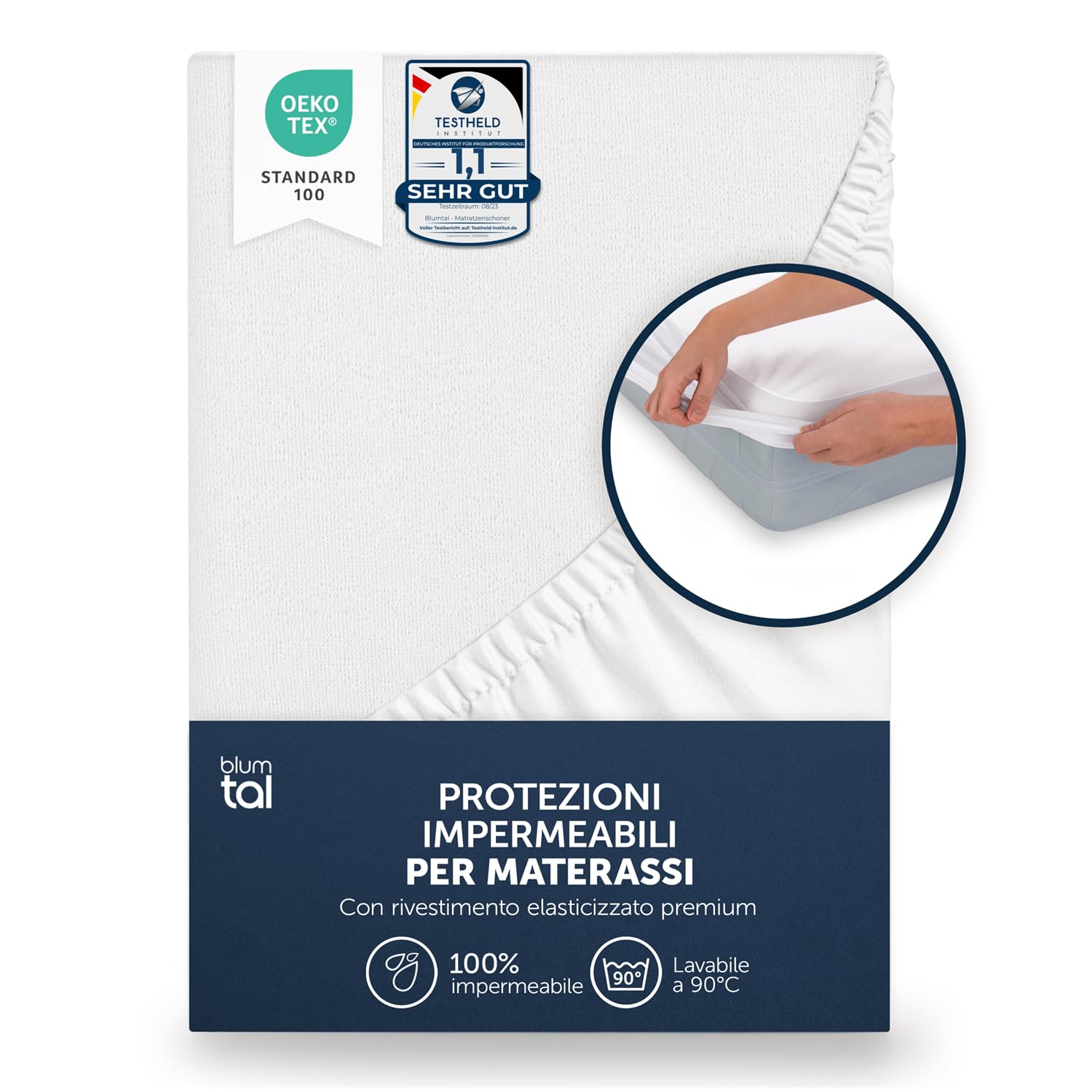 Blumtal Coprimaterasso Matrimoniale Impermeabile con Angoli - 160 x 200cm, Coprimaterasso Impermeabile Matrimoniale Antiacaro, Certificato Oeko-Tex, 1 Pezzo