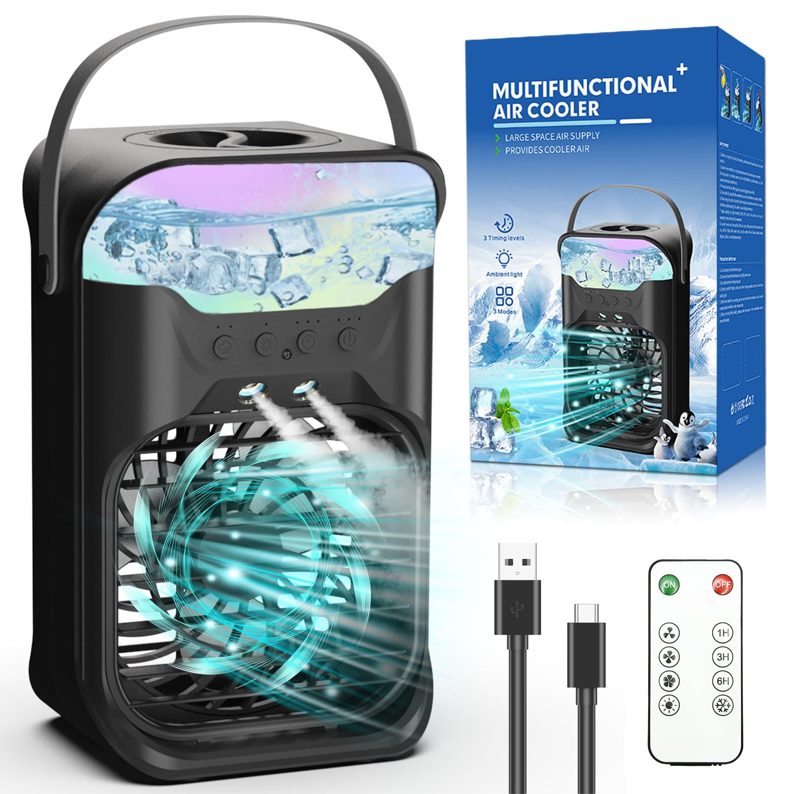 iFTY Small Portable Air Conditioners Portable AC Unit w Remote 1 5L Water Tank 3 Speeds 2 Cool