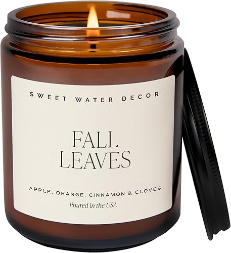 Miniatura 37 de Sweet Water Decor Hello Fall Candle - Vela perfumada de otoño de canela, manzanas y nuez moscada para decoración del hogar, velas de cera de soja