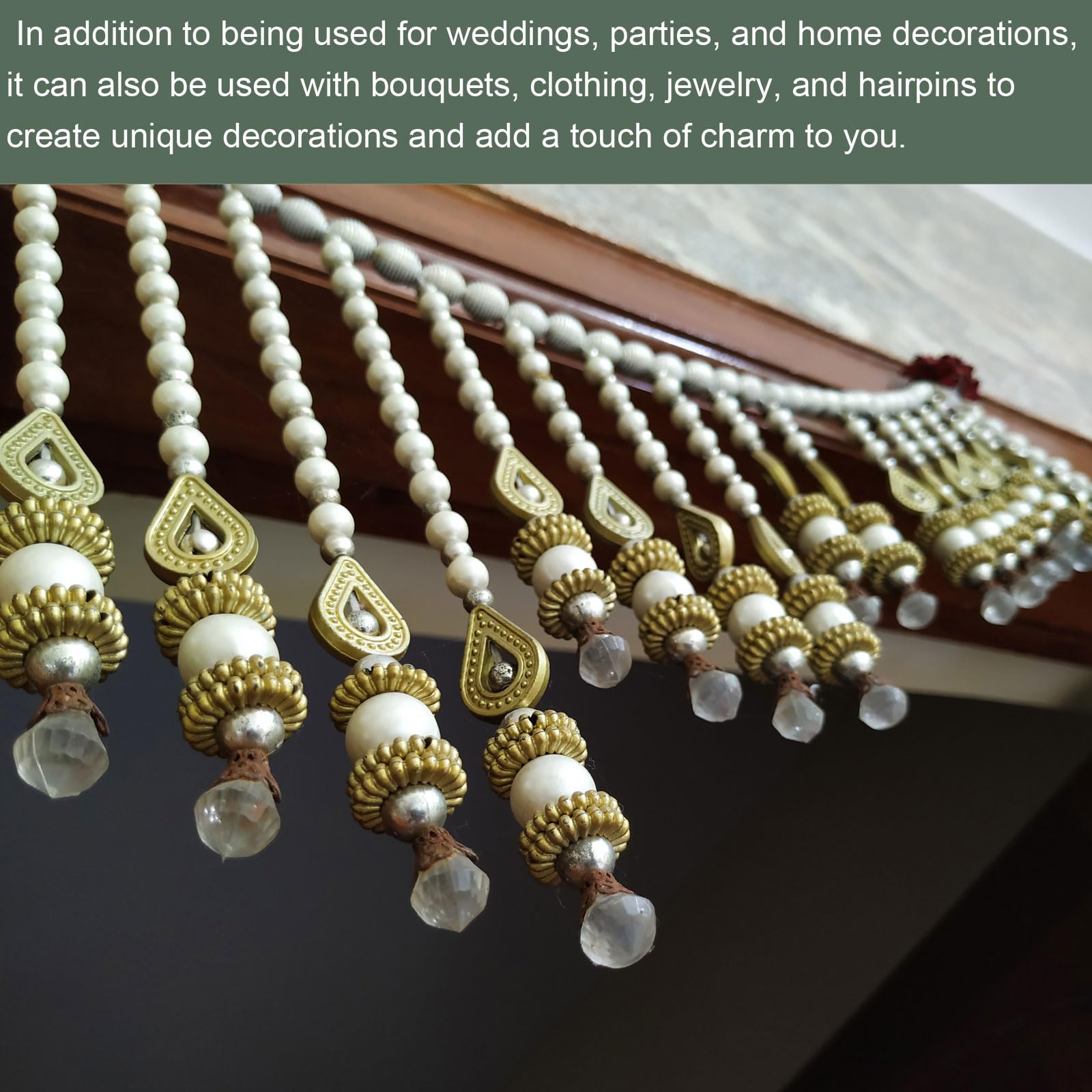 YOKIVE White Pearl Wired Garland - Image 3