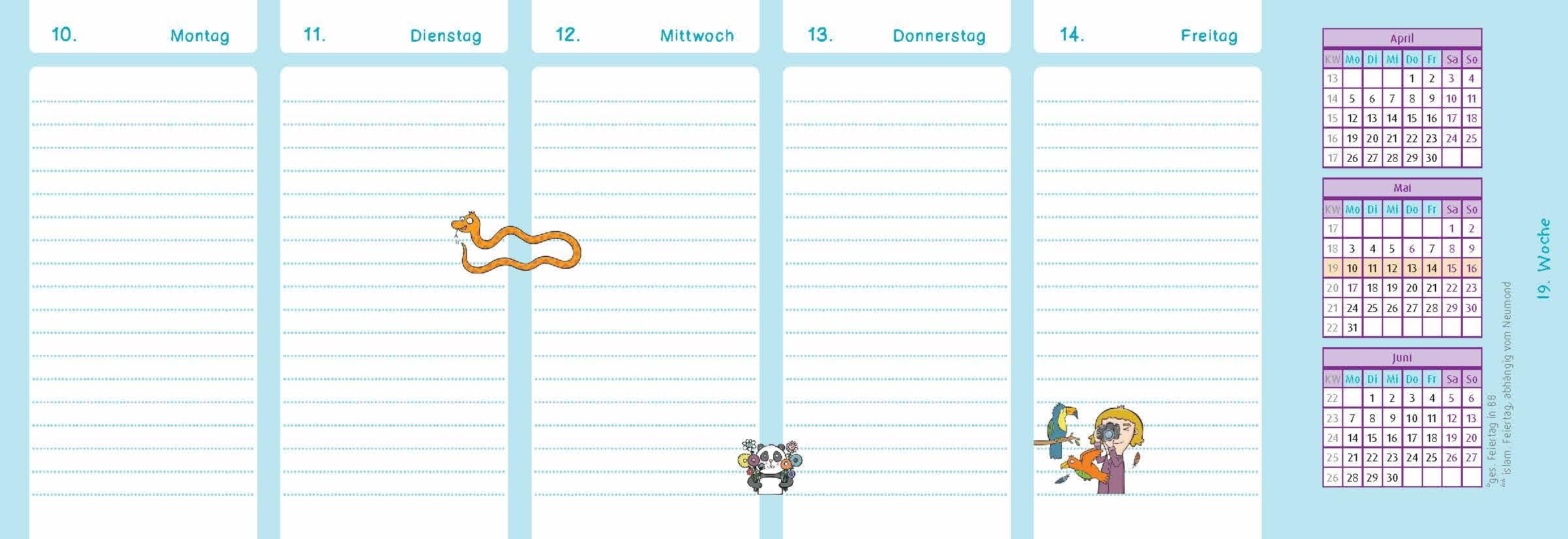 Der Wochen-Tischkalender für das Schuljahr 2026/2027: Mit zahlreichen Aktions- und Thementagen