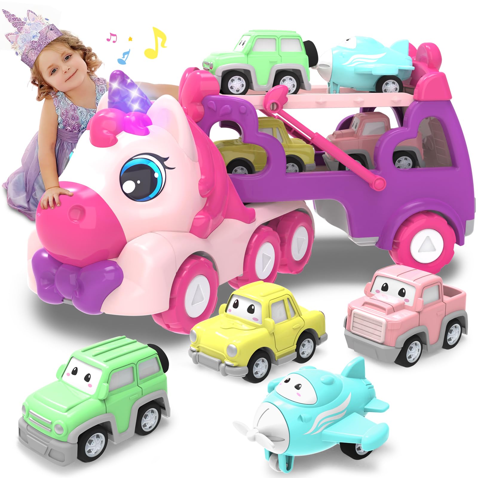 Toys for 2 3 4 5 6 Year Old Toddler Girl,Carrier Truck Princess Cars