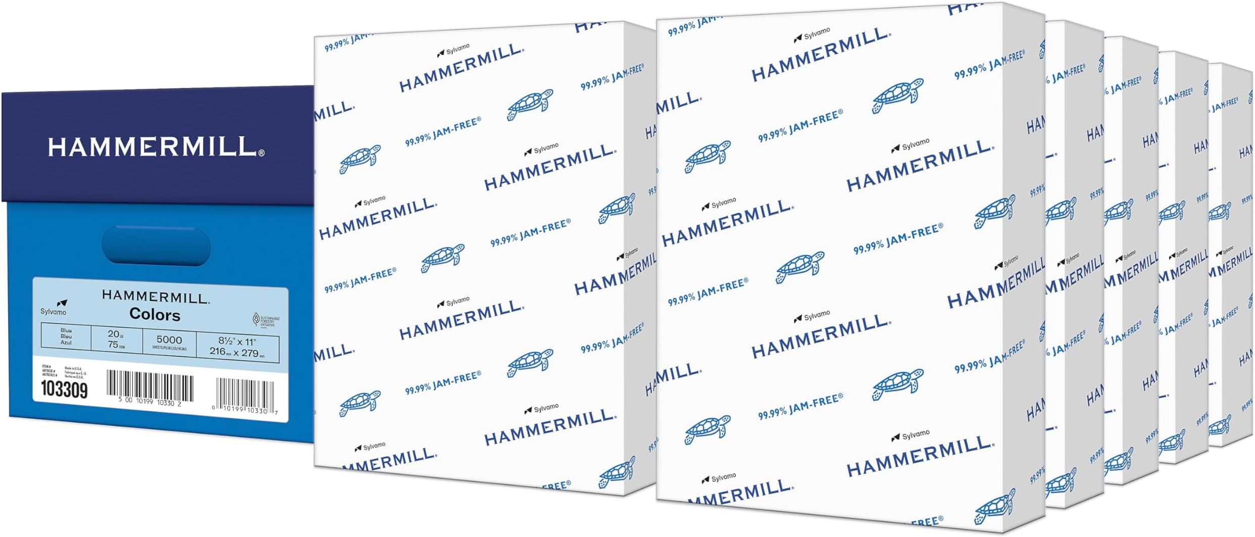 Hammermill Colored Paper, 20 lb Blue Printer Paper, 8.5 x 11 - Made in the USA, Pastel Paper, 103309C - 10 Ream (5,000 Sheets)