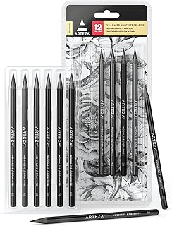 ARTEZA Woodless Graphite Pencils, Set of 12, HB, 2B, 4B, 6B, 8B, and EE