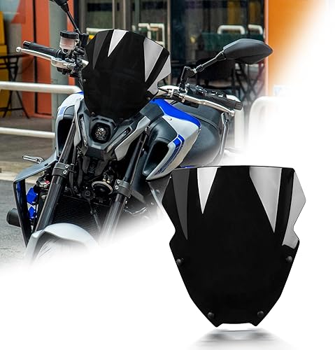 Parabrisas de motocicleta de 12 pulgadas para MT09 MT-09/SP FZ09 2021 2022 2023 deflector de viento delantero con soporte de montaje, negro