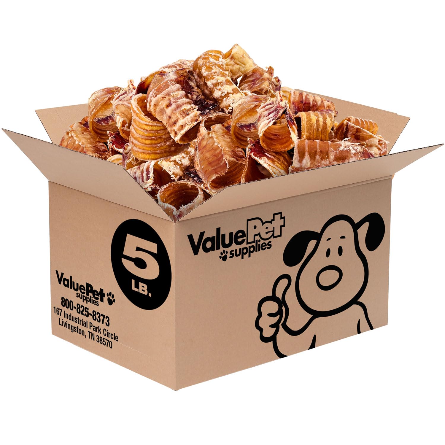 ValueBull USA Beef Trachea Bites for Small Dogs, 5 Pounds Bulk Pack - Natural Angus Dog Chews with Glucosamine, Chondroitin & Amino Acids