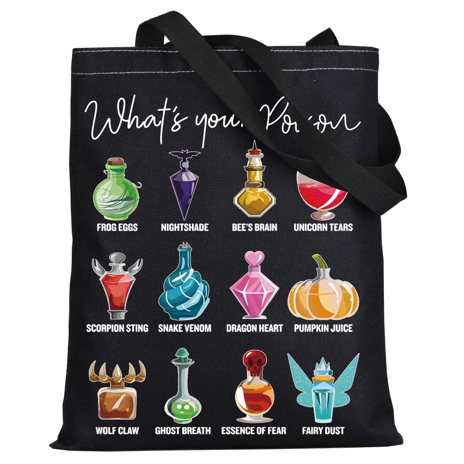 LEVLO Villains Witch Poison Canvas Tote Bag - Shoulder Bag Merchandise, What's Your Bt, M