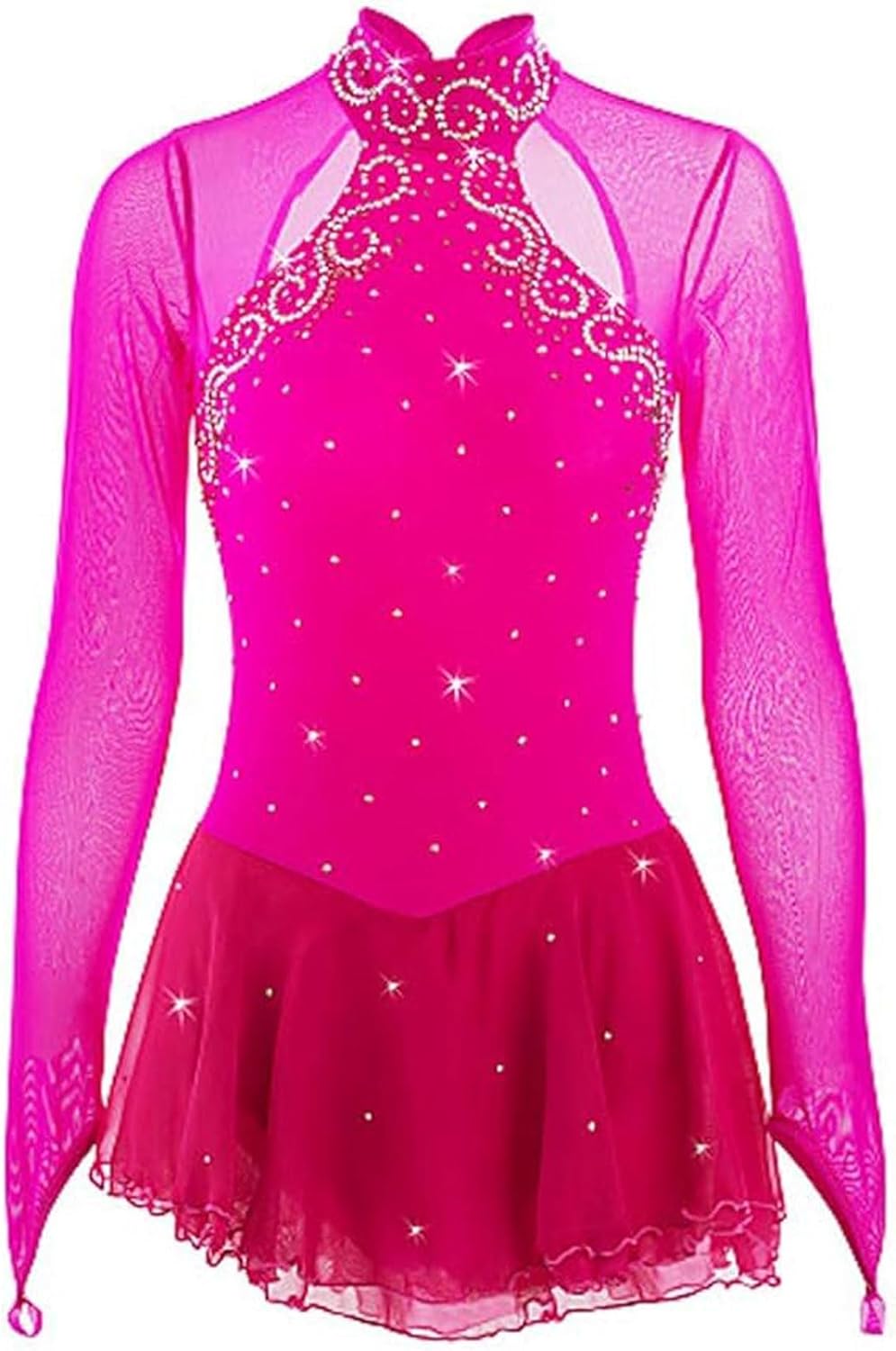 Figure Skating Competition Dress, Girls' Ice Skating Performance Skirt High Elasticity Ballet Dance Clothing