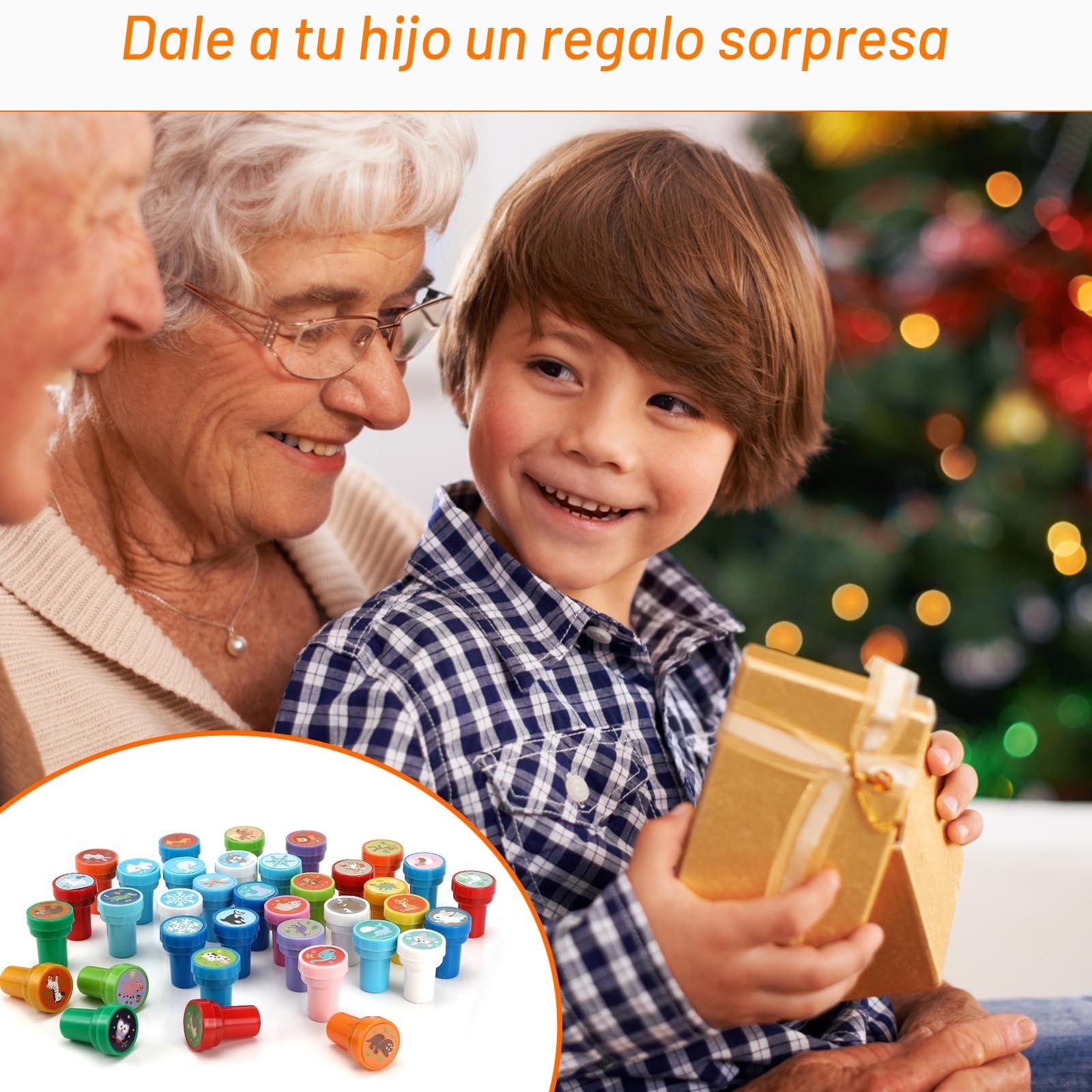 Collazoey 36 Piezas Sellos para Niños, Juego de Sellos de Animales Multicolores, Sellos Autoentintables para Niños,para Regalos de Fiestas Infantiles,Llenador de Bolsas de Regalo,premios Escolares