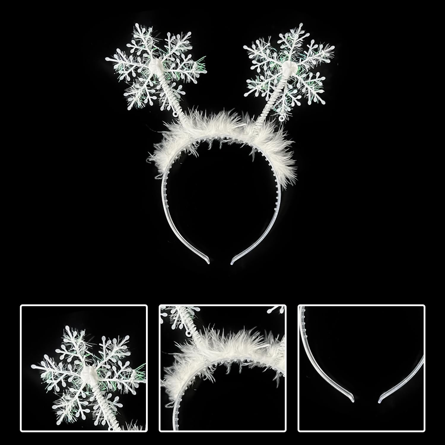 JNAWA 3Pieces Snowflake Headband Charming Girls Hair Bands White Headdress Xmas Party Hair Accessories for Party Banquet - Image 2