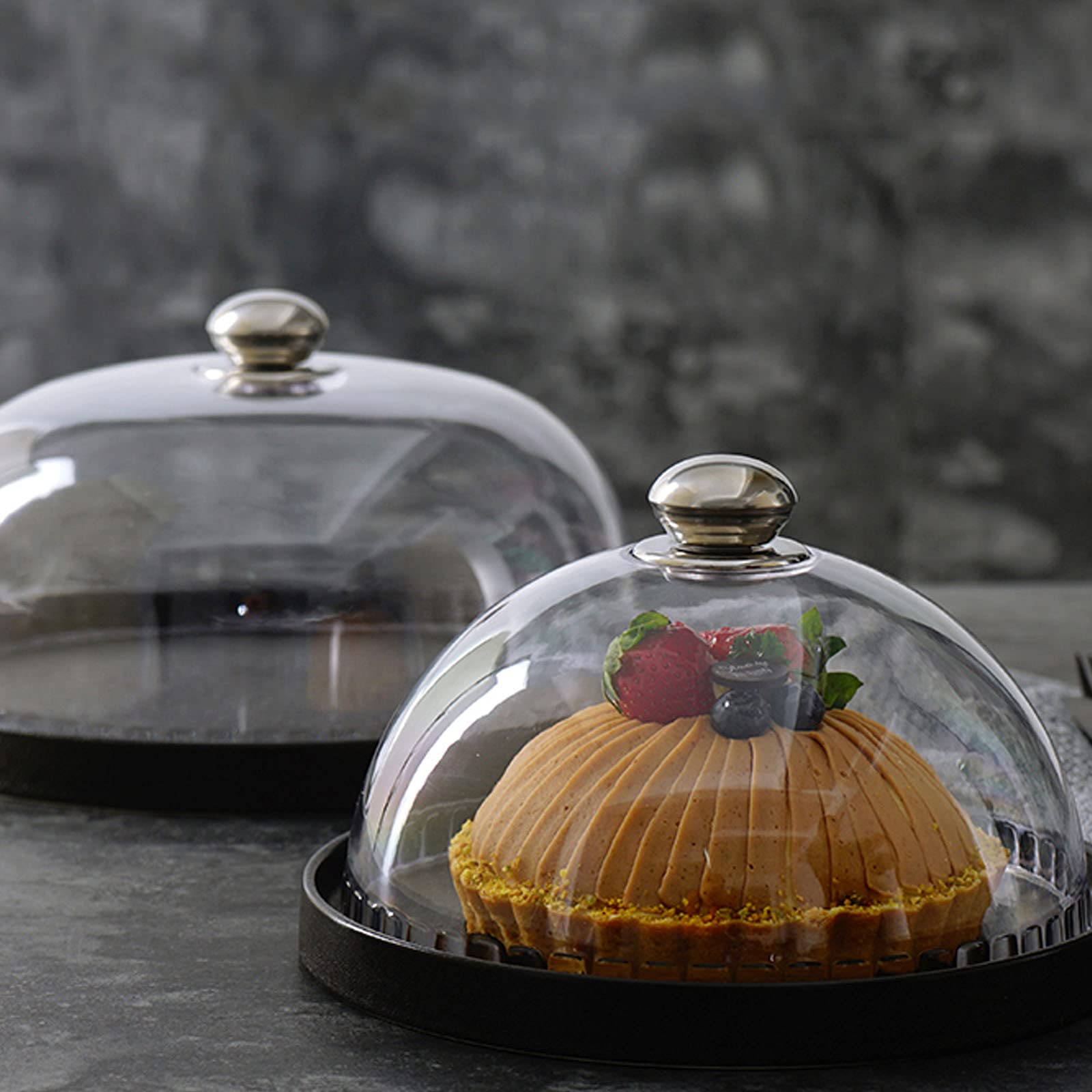 ガラスドーム付き黒いケーキスタンド 【公式通販】
