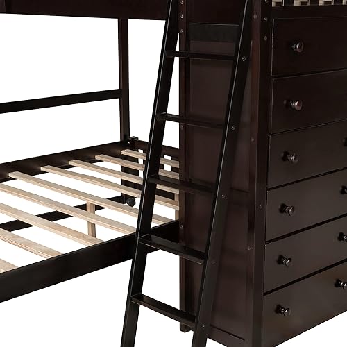 Miniatura 300 de Versatility - Litera individual sobre individual con escritorio y armario integrados, cama alta de madera maciza y plataforma independiente con