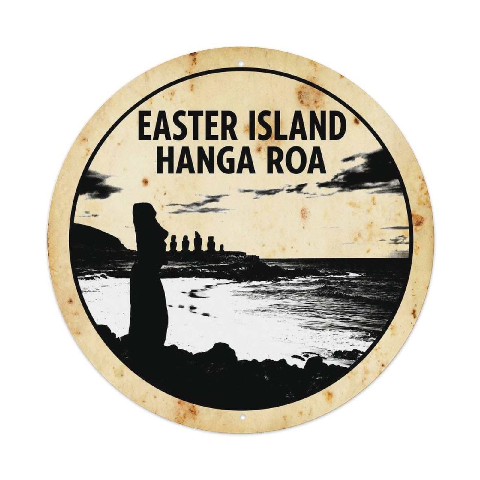 Easter Island Hangaroa Resort Graphic Contrast Metal Tin Sign