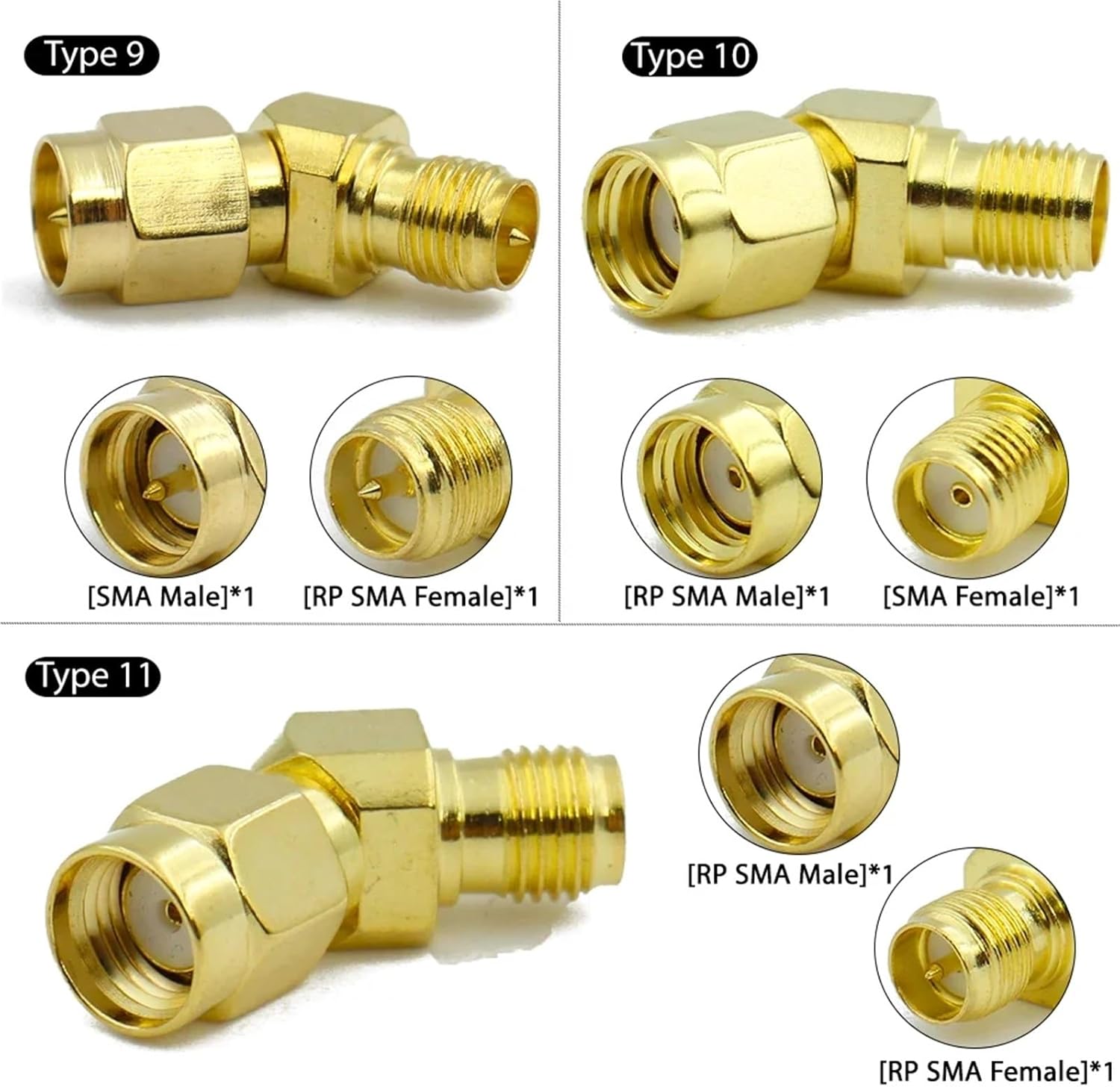 SMA Male to Female Connector 45 90 Degree Coax Coaxial to Adapter(Type5)