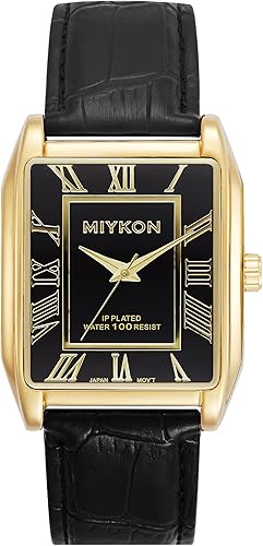 Miykon Vintage Watches for Men Classic Tank Square Analog Watch with Genuine Leather Wrist Strap, Mens Dress Watches Japanese Quartz, Waterproof