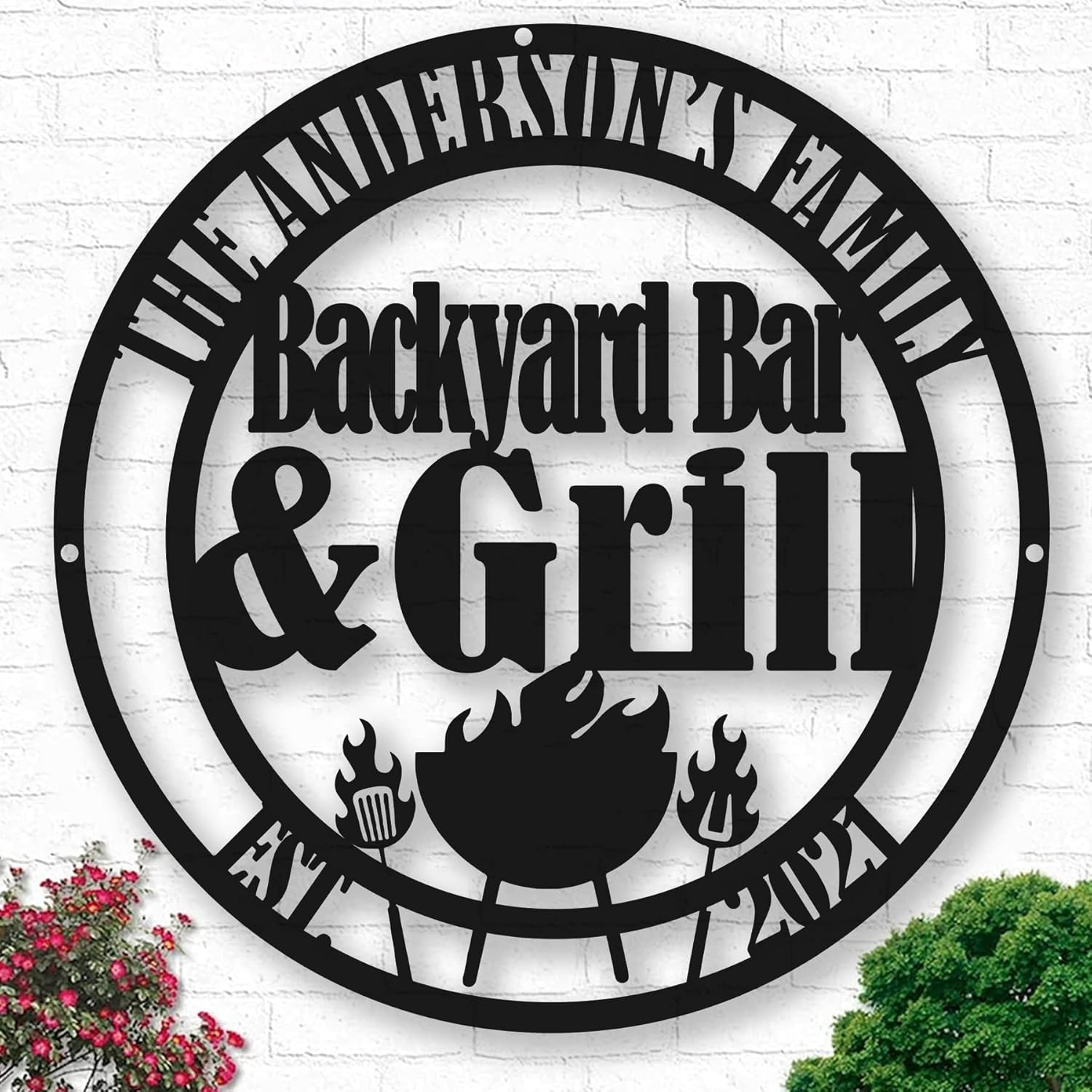 Personalized BBQ Grill Metal Sign - Custom Metal Kitchen Sign for Bar & Grill Wall Art - Grilling Gift for Dad, Grandpa, or Papa for Christmas or Housewarming