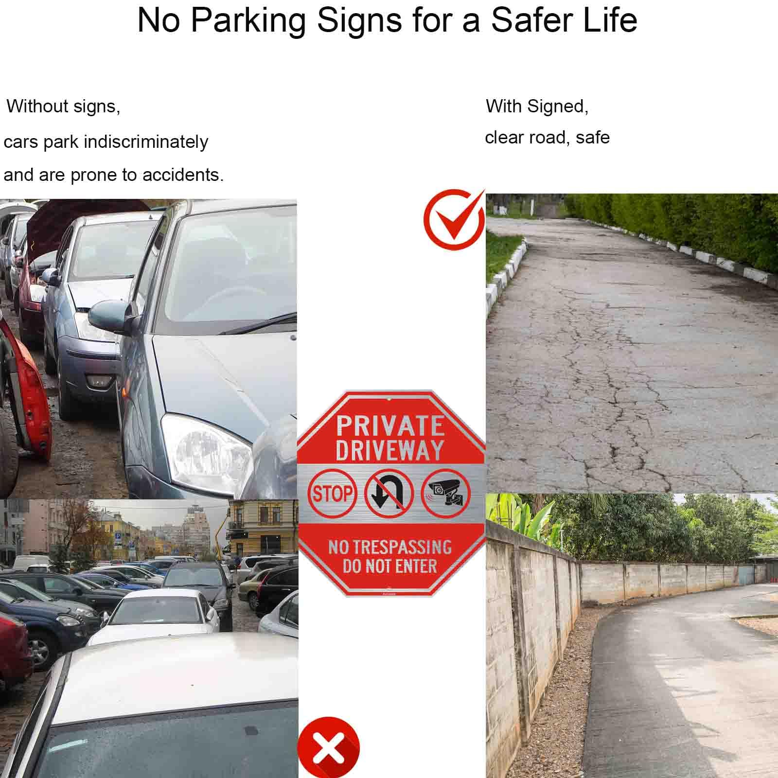 Señal de entrada privada, letrero de aluminio con texto en inglés "Private Drive No Trespassing", 12 x 12 pulgadas, octogonal de propiedad privada, no entrar, reflectante, protección UV y resistente a