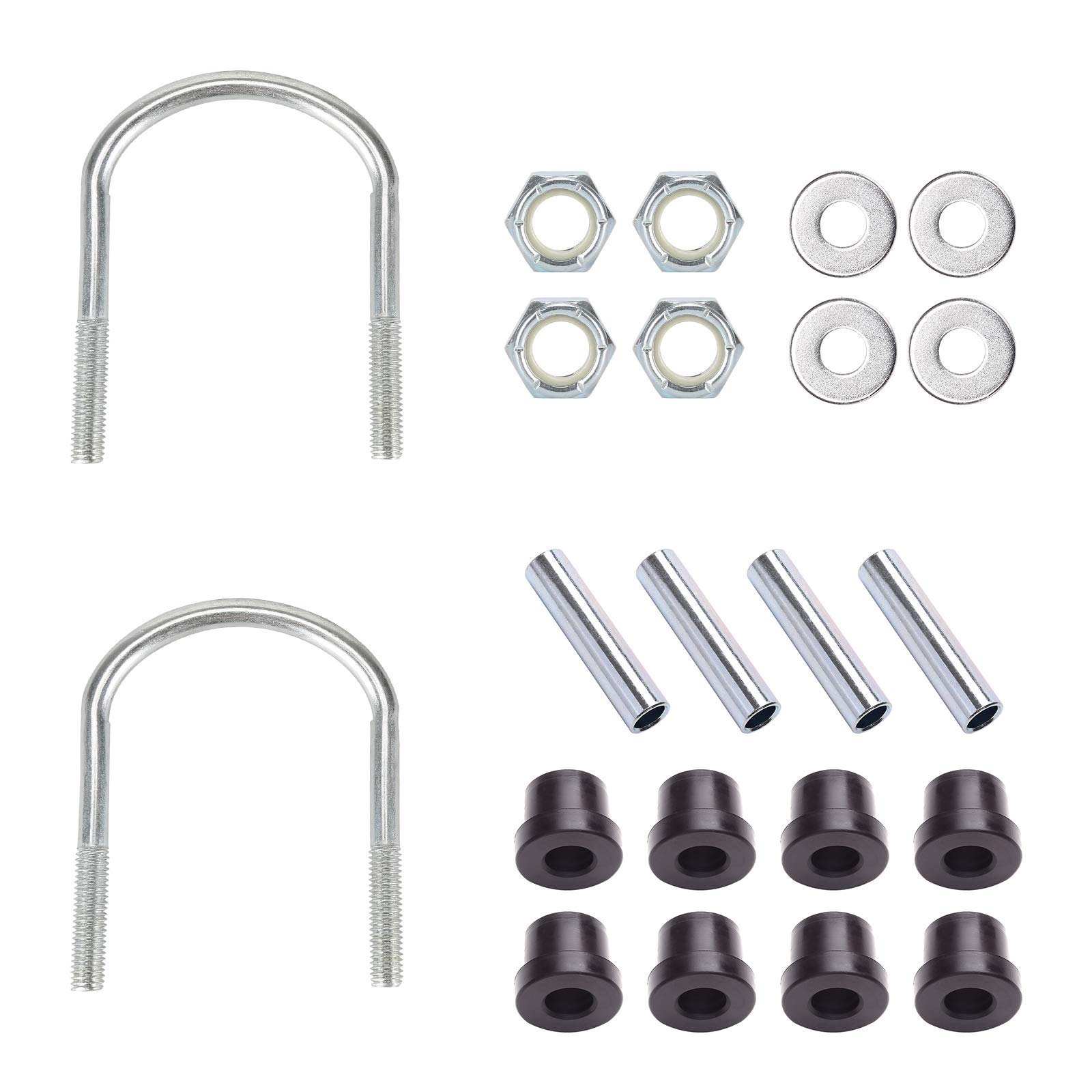 10L0L Golf Cart Rear Heavy Duty 4-Leaf Springs Kit with Bushings & Sleeves U Bolt for Club Car DS 1014675