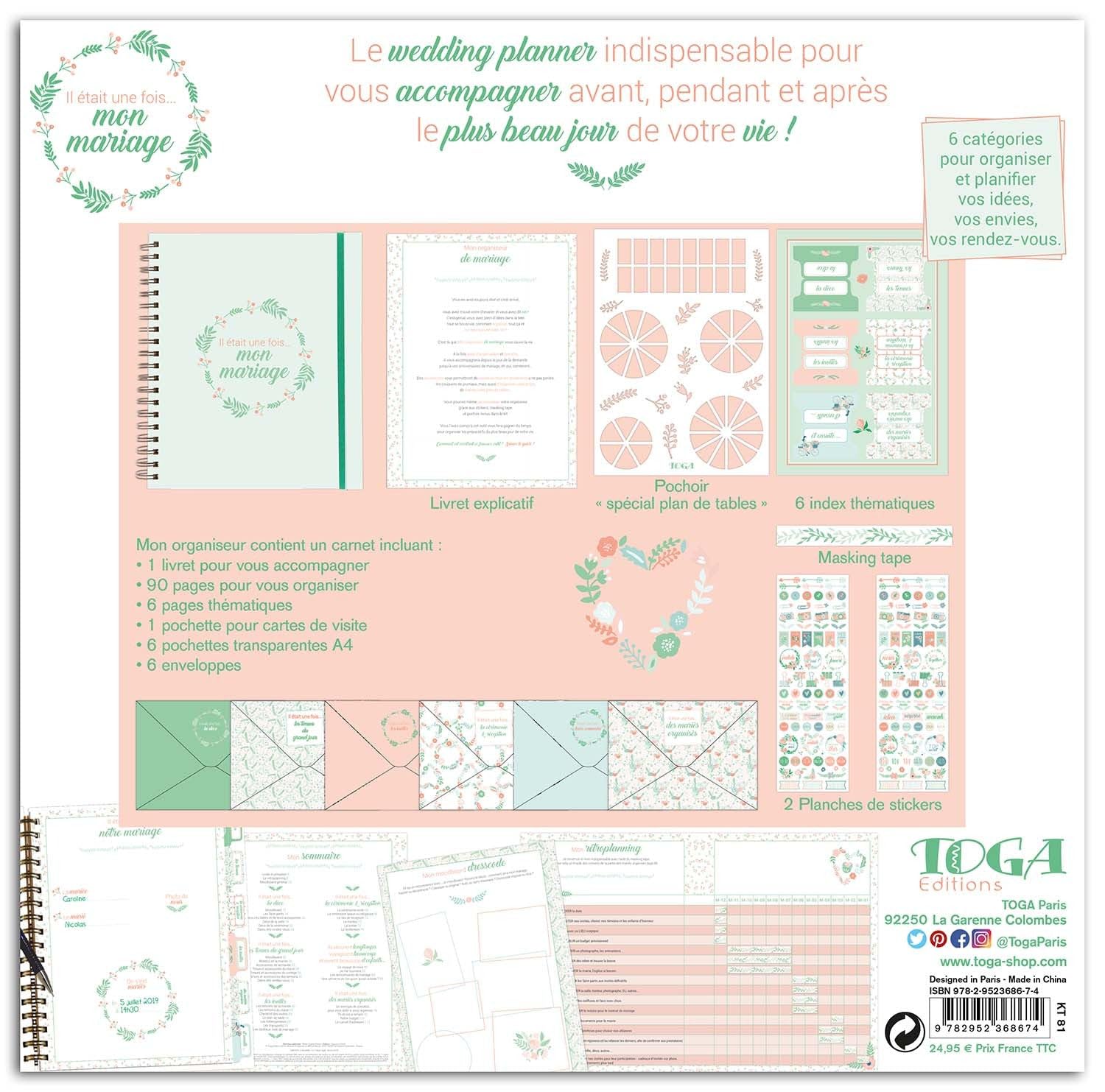 DRAEGER PARIS 1886 - Kit di cartoleria, motivo: floreale, colore: Verde/Salmone, non applicabile