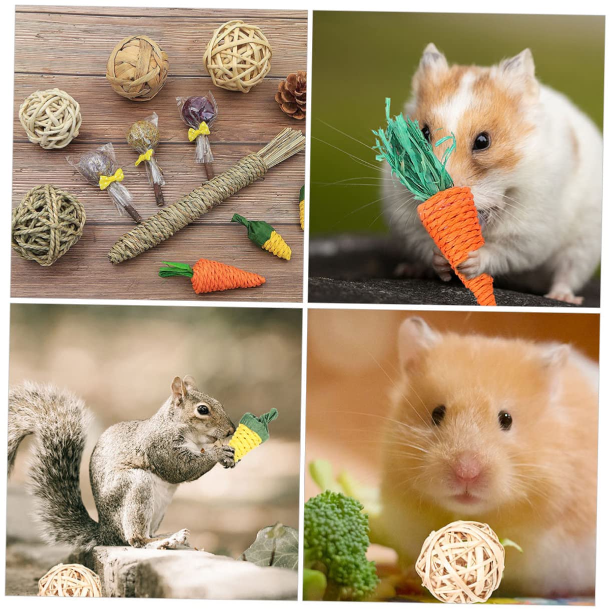 BESPORTBLE 36pezzi Giochi Da Masticare Per Conigli e Criceti Di Accessori Rattan Per Animali Domestici Sicuri e Resistenti Per Cavi e Cincillà Divertenti e Stimolanti Per Gioco e Esercizio