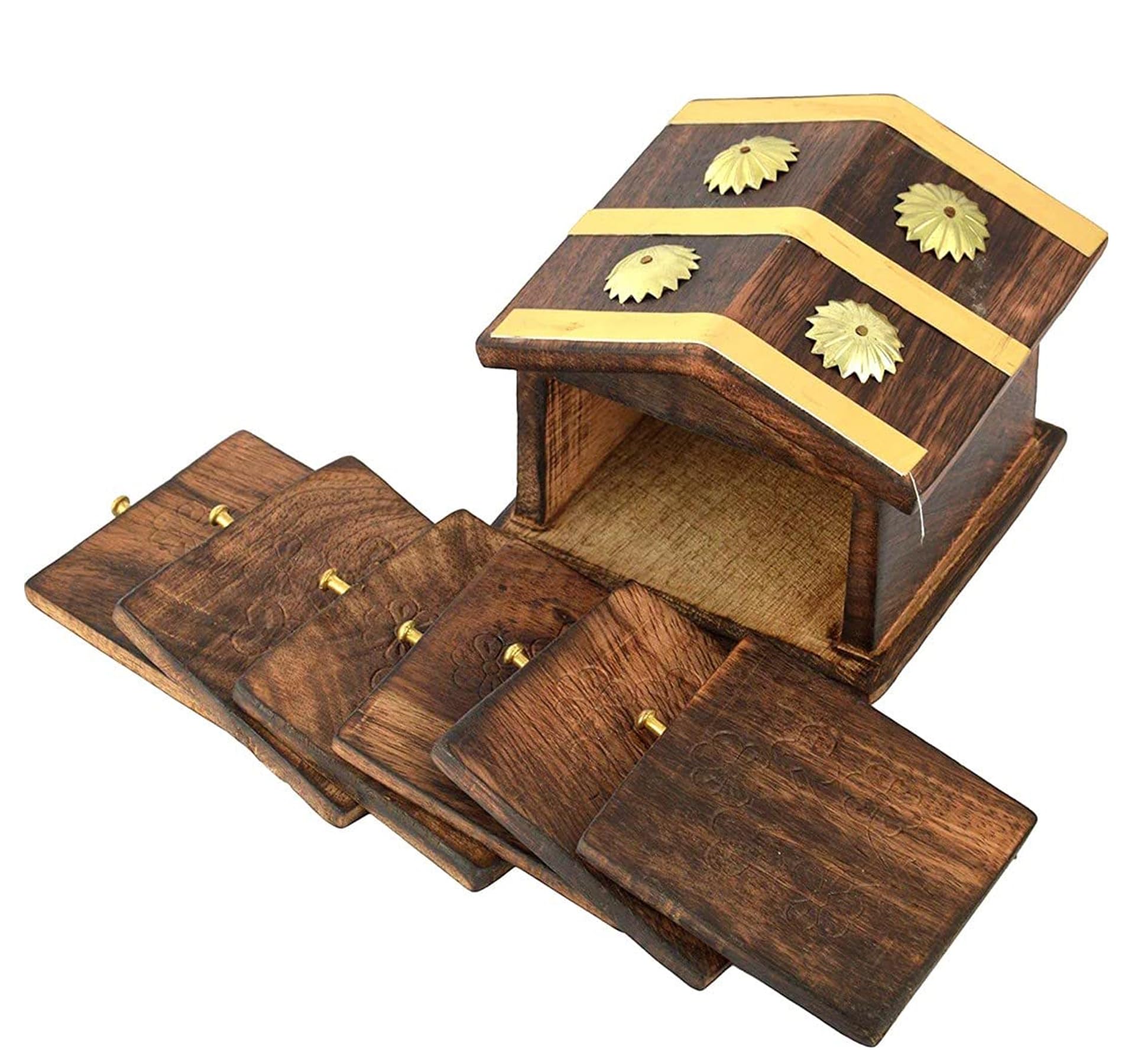 Sous-verres cabane en bois marron dessous de verre boisson et table salle à manger