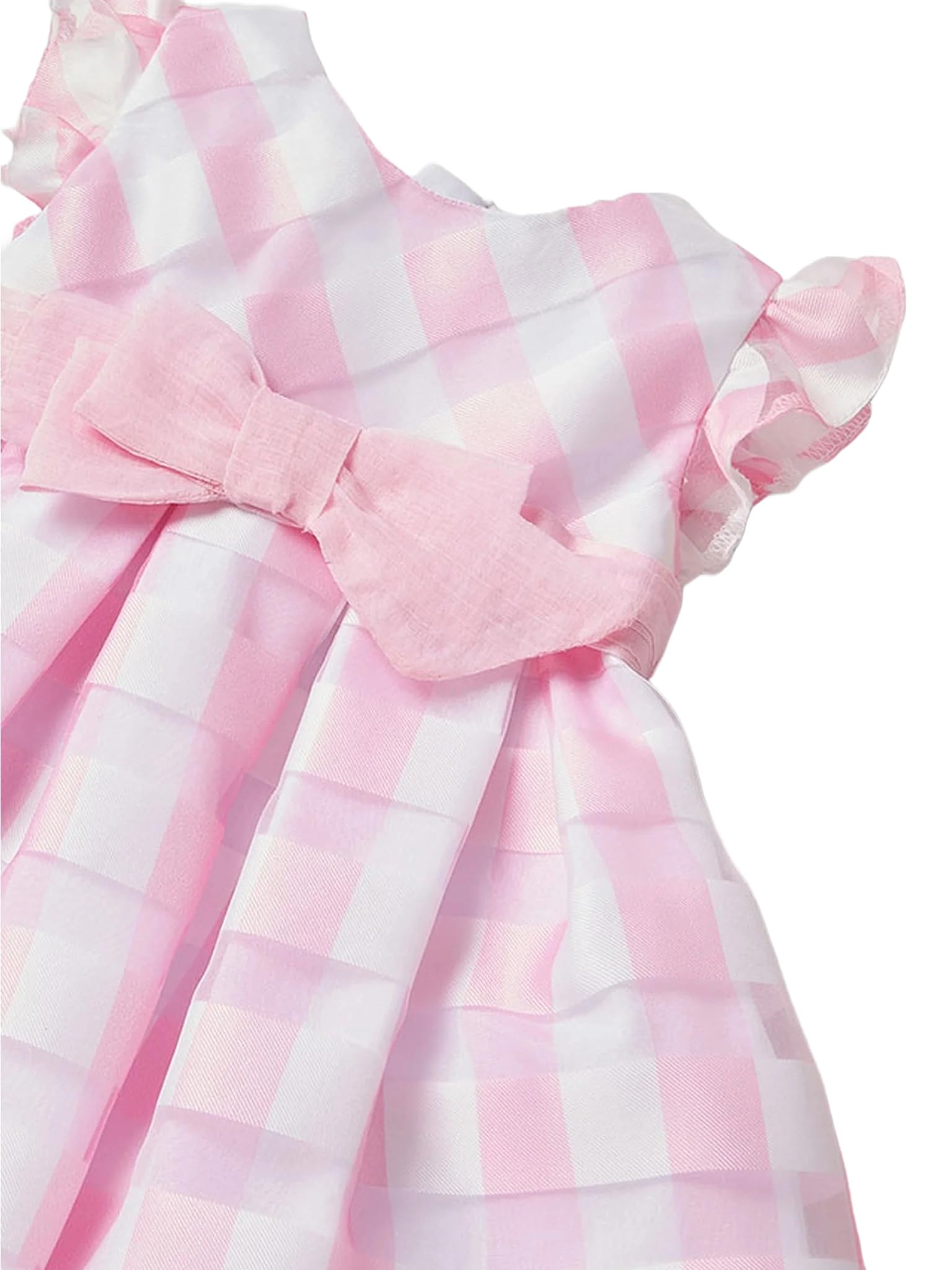 Generico Vestito Neonata Rosa Quadri con Fiocco 9 Mesi – Abito Elegante Cotone Leggero con Volant, Vestitino Estivo Cerimonia Neonata 1910