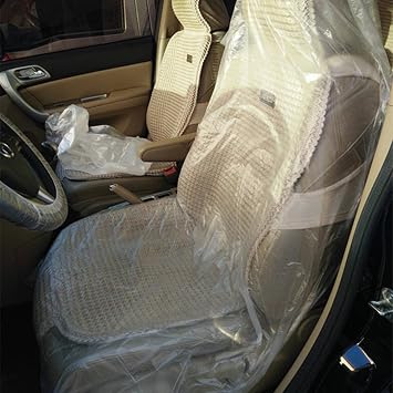 Teemall Car Disposable Plastic Waterproof Seat Cover Protector Mechanic Valet 100pcs