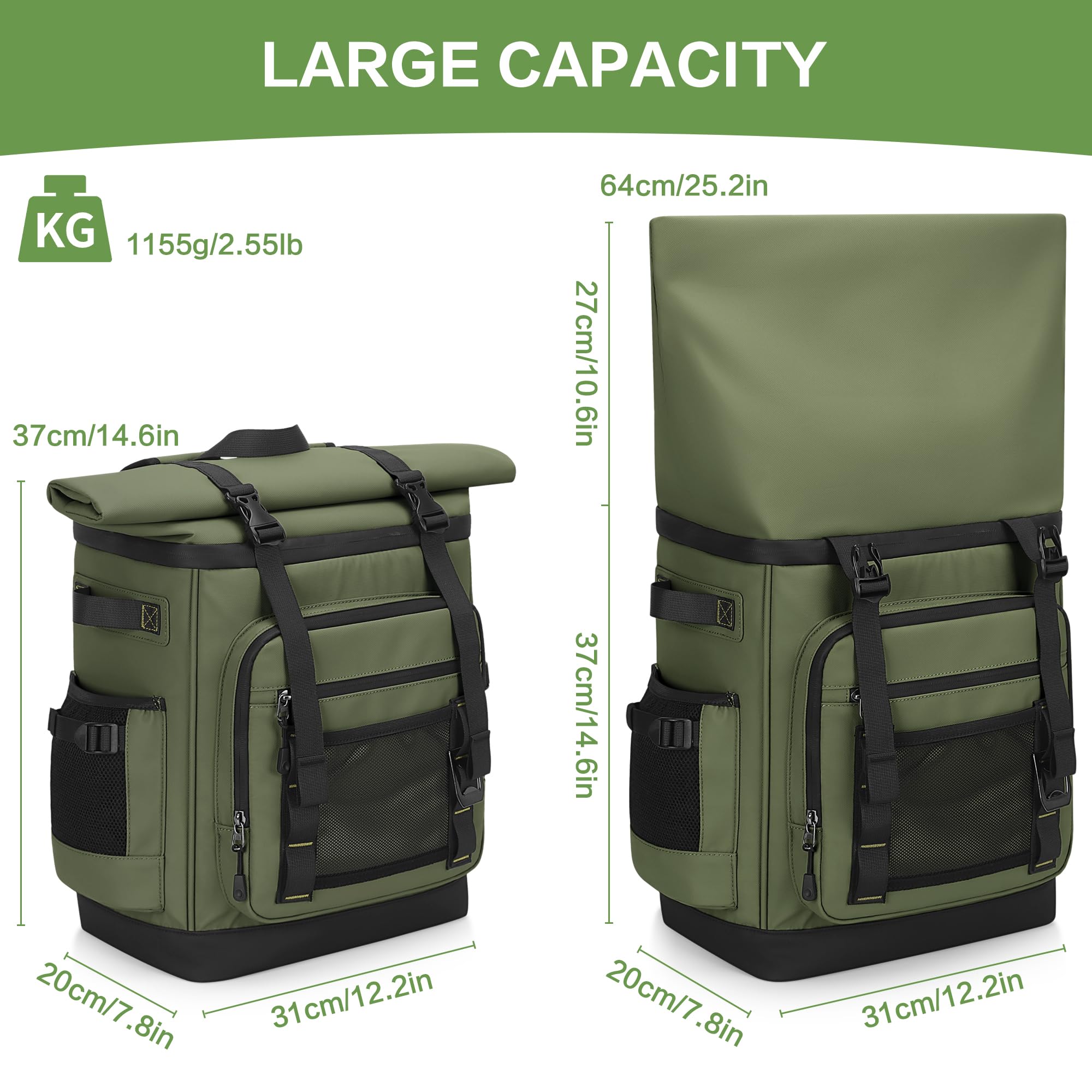 Mochila Nevera Isotermica a Prueba de Fugas, Expandible Impermeable Mochila Termica Grande Thremal Bolsa Picnic para Hombre y Mujer