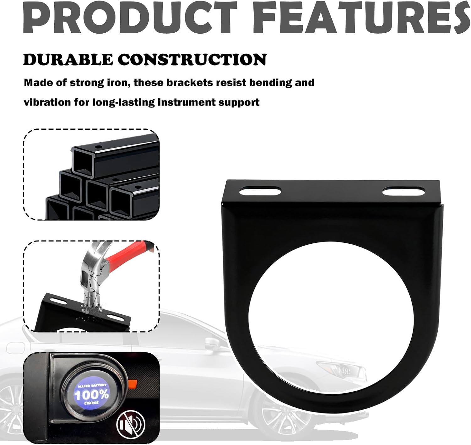 52mm Gauge Pod Mount Single Hole Panel,Sturdy & Durable Metal Gauge Mount Holder for Securing Mounting Gauges,Universal Auto Gauges Mounting Brackets for Car/Truck/SUV