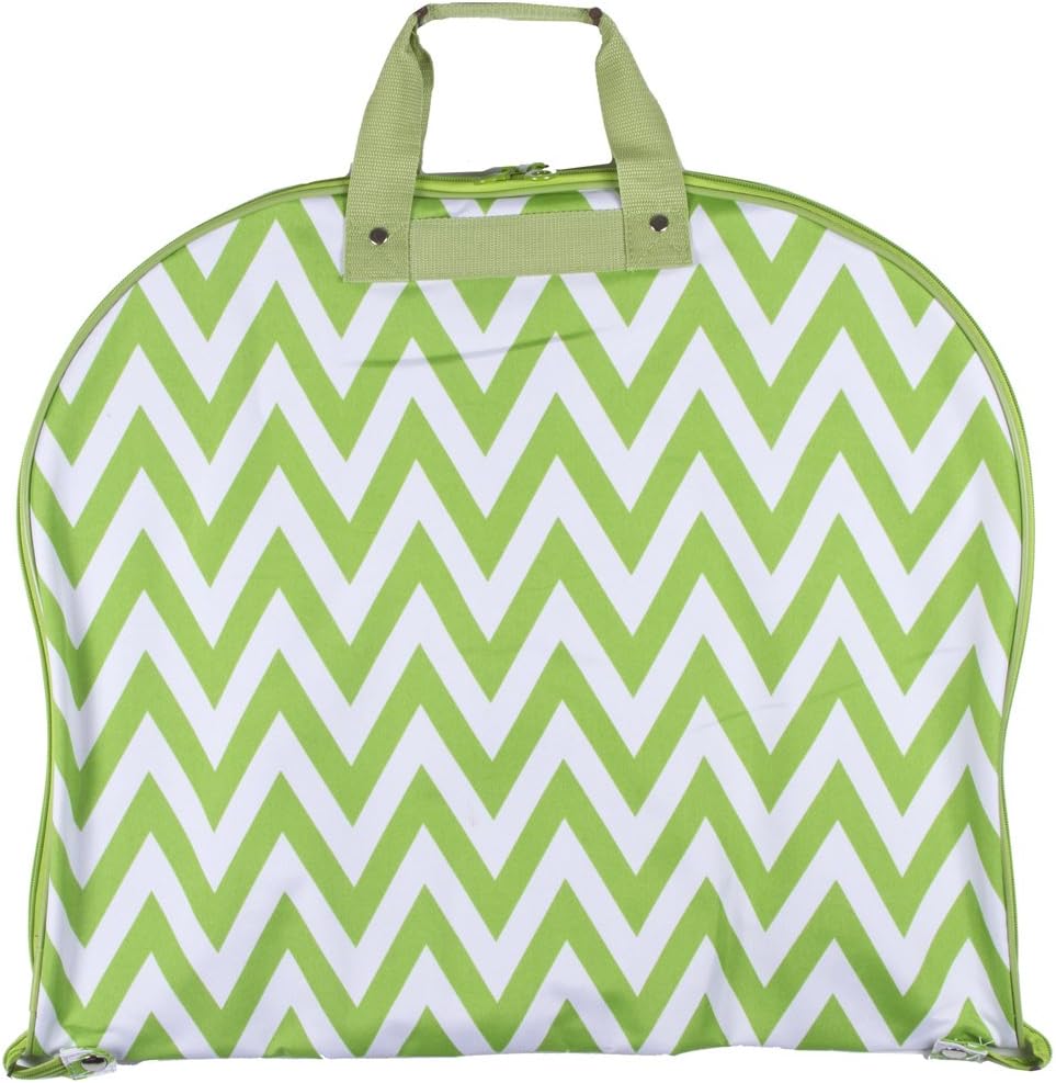 Ever Moda Hanging Garment Bag, Lime Green White Chevron (40-inch)